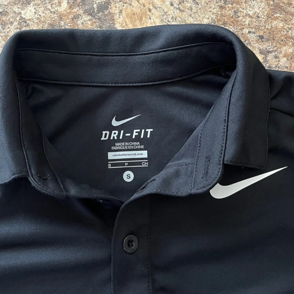 Nike Dri-Fit Boys Team Tennis Polo Black Sz S Golf Preppy Athletic Shirt NWOT